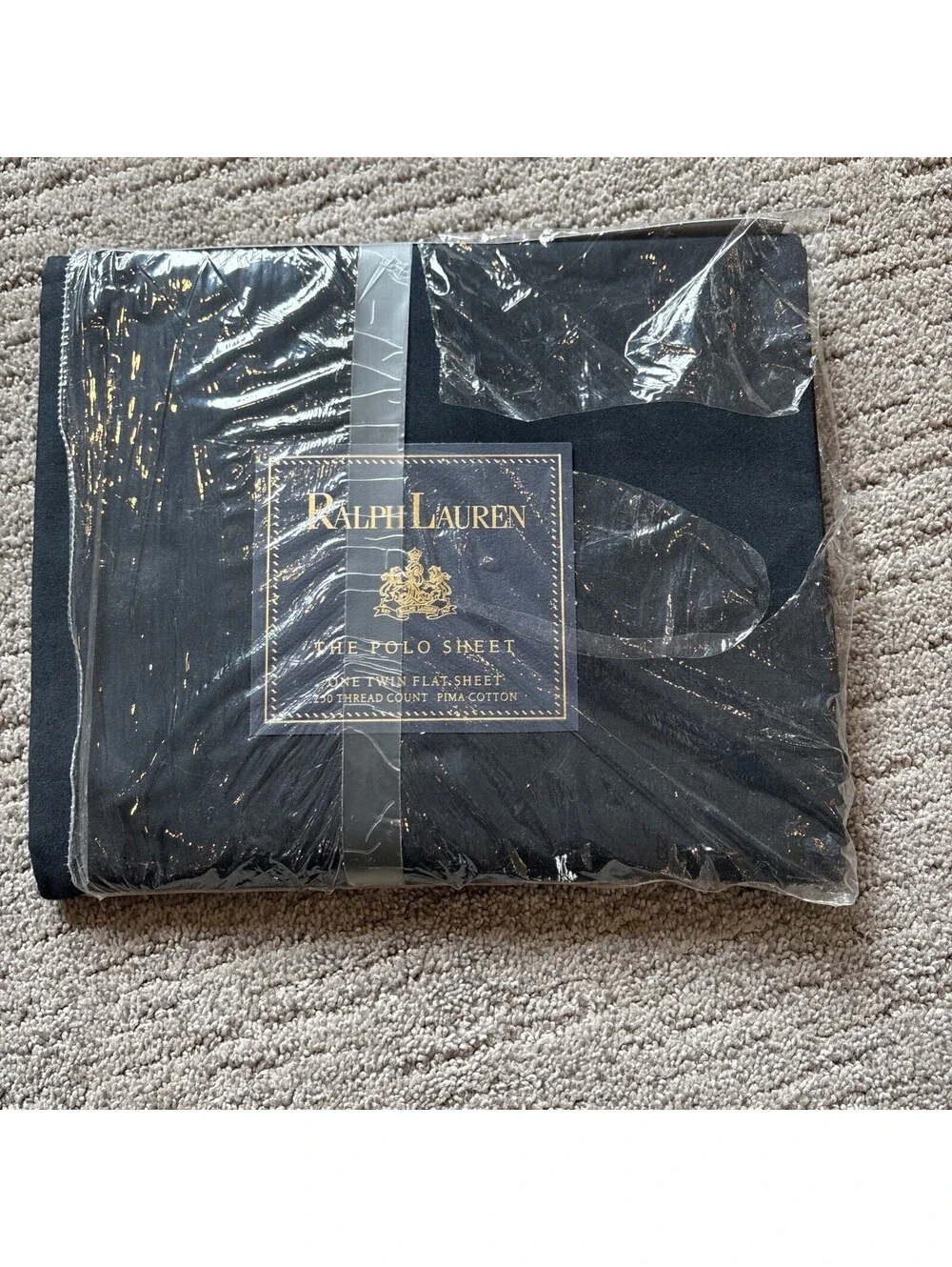 VINTAGE Ralph Lauren The Polo Sheet 250 Count Flat Sheet Twin Black Pima Cotton